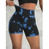 Укорочені велосипеди безшовні Tracks Shorts PUSH-UP Marble 01 (Black blue)